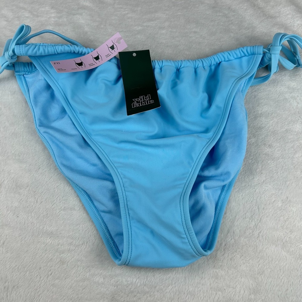 Wild Fable Bikini Bottoms Womens XL(16) Blue Low-Rise Side Tie Cheeky Swim Brief